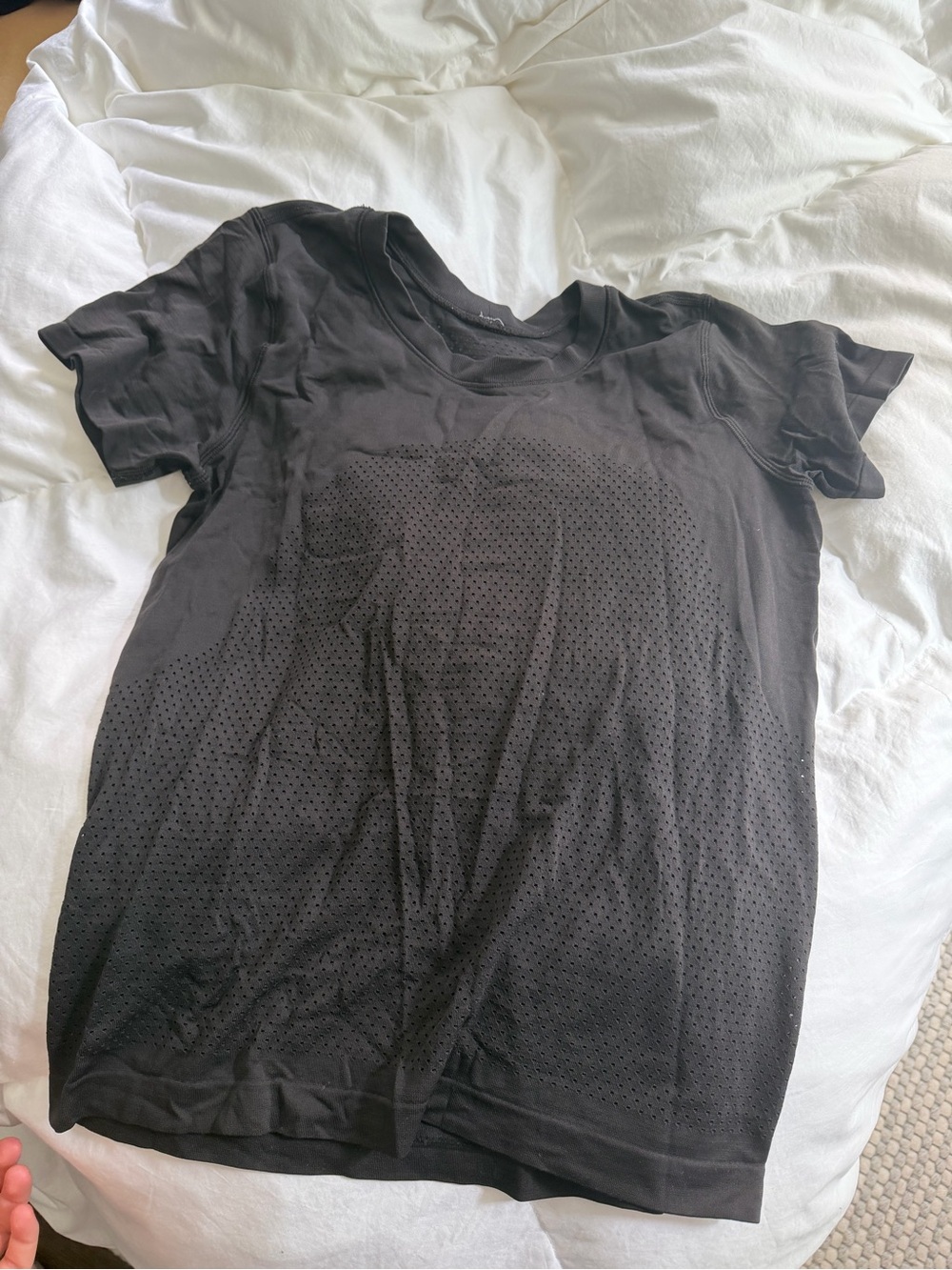 lululemon athletica Black Short Sleeve Perforated Tee